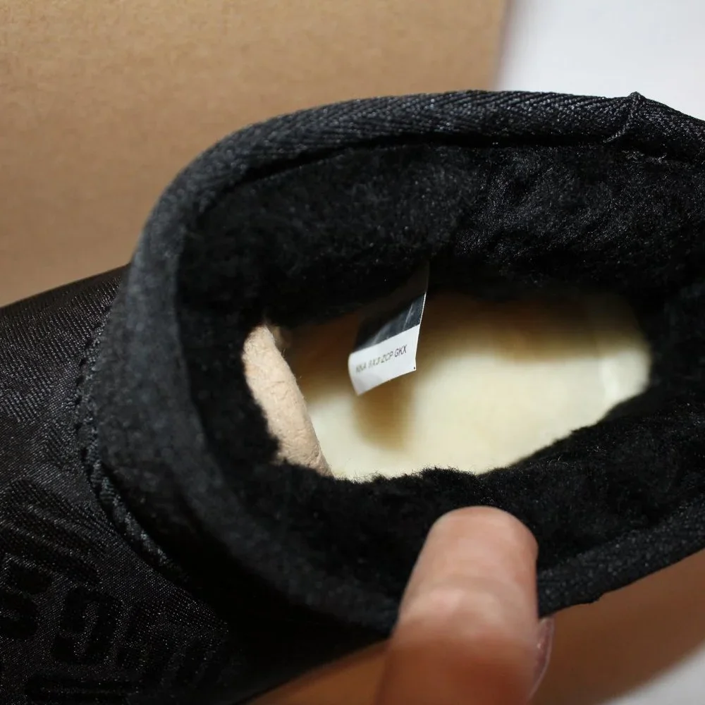 NEW‎ UGG WOMEN'S ULTRA MINI ALL OVER LOGO PLATFORM ANKLE BOOTS BLACK