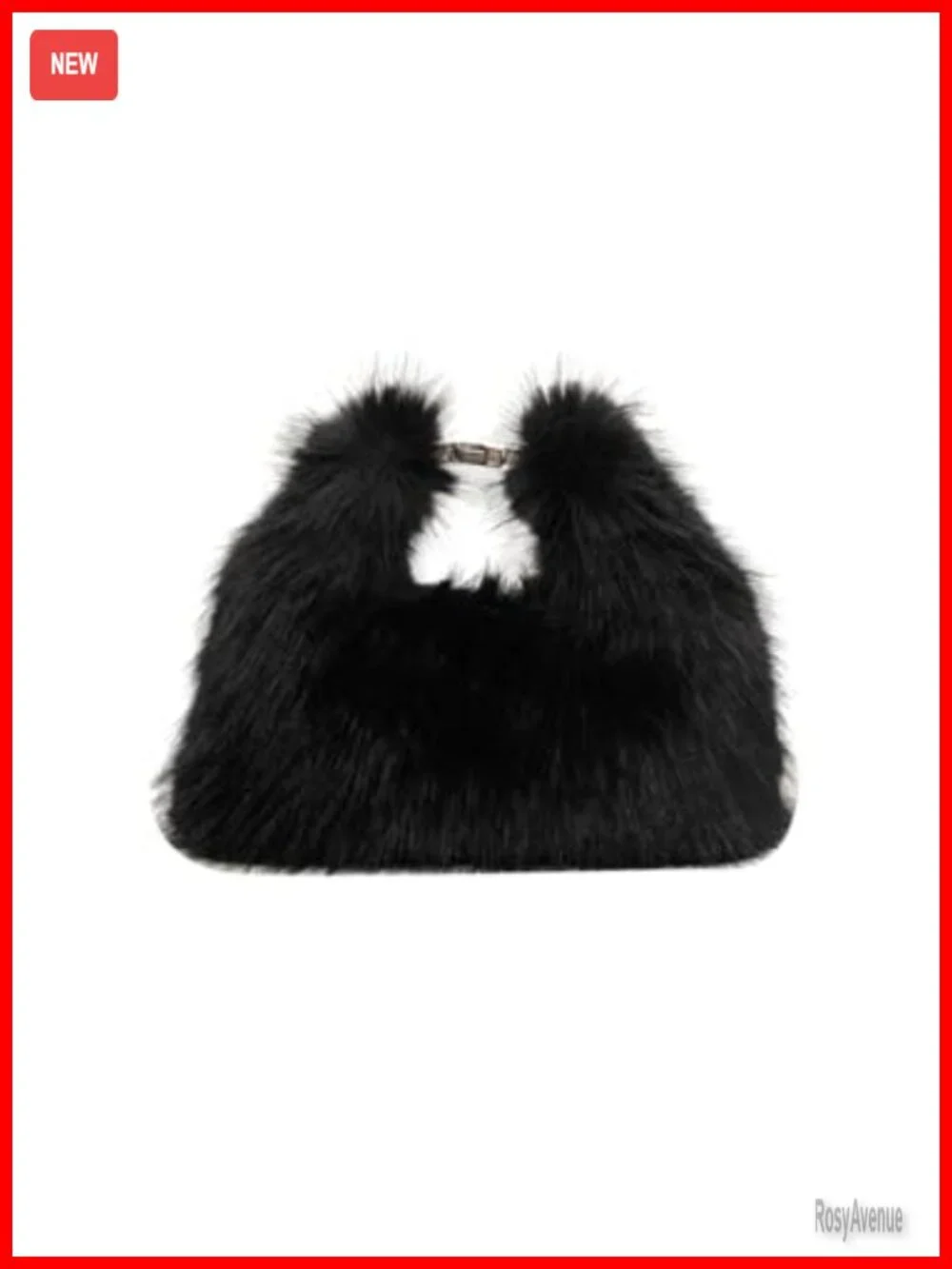 Faux Fox Fur Clutch Shoulder Crossbody Bag - Mini Furry Evening Bag