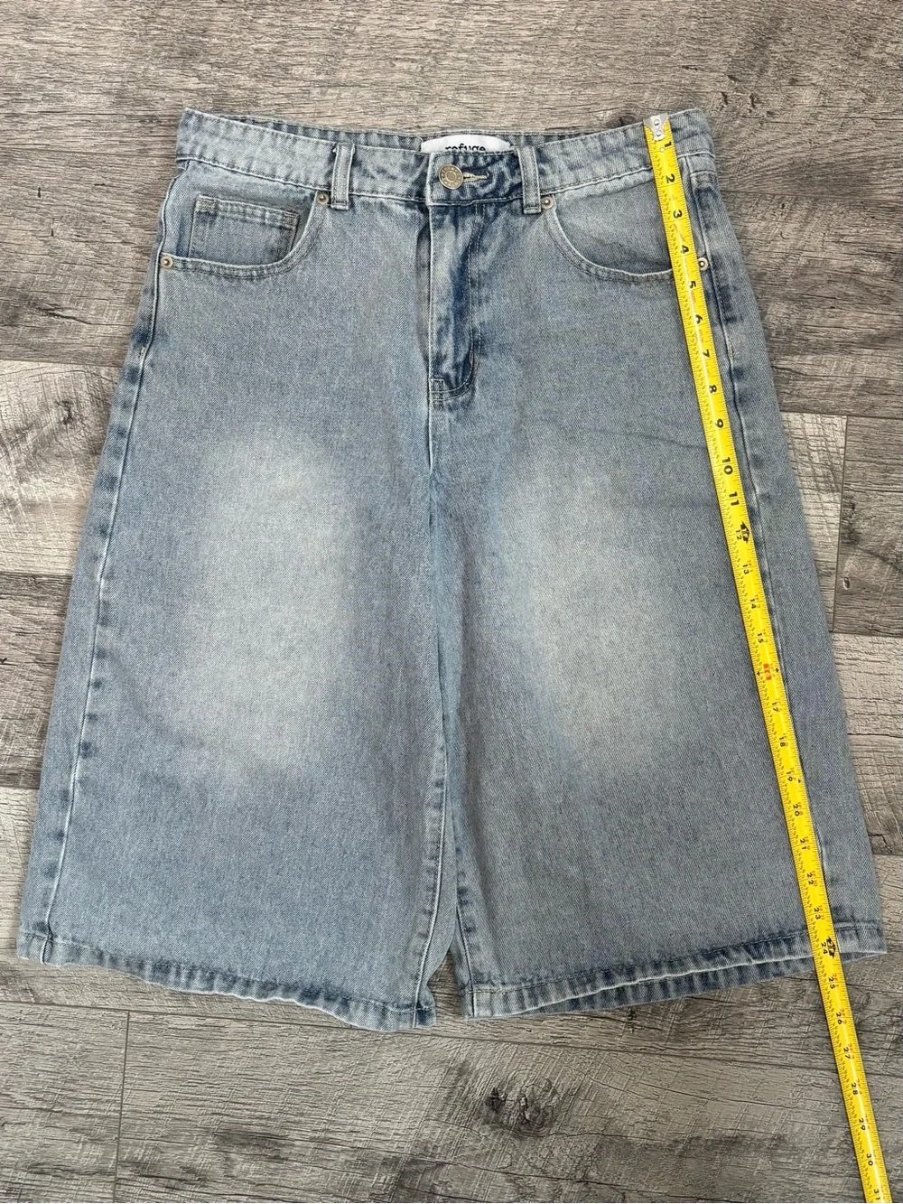 Refuge High Waisted Wide Leg Denim Jorts Faded Black Skater Baggy Shorts S/P Y2K