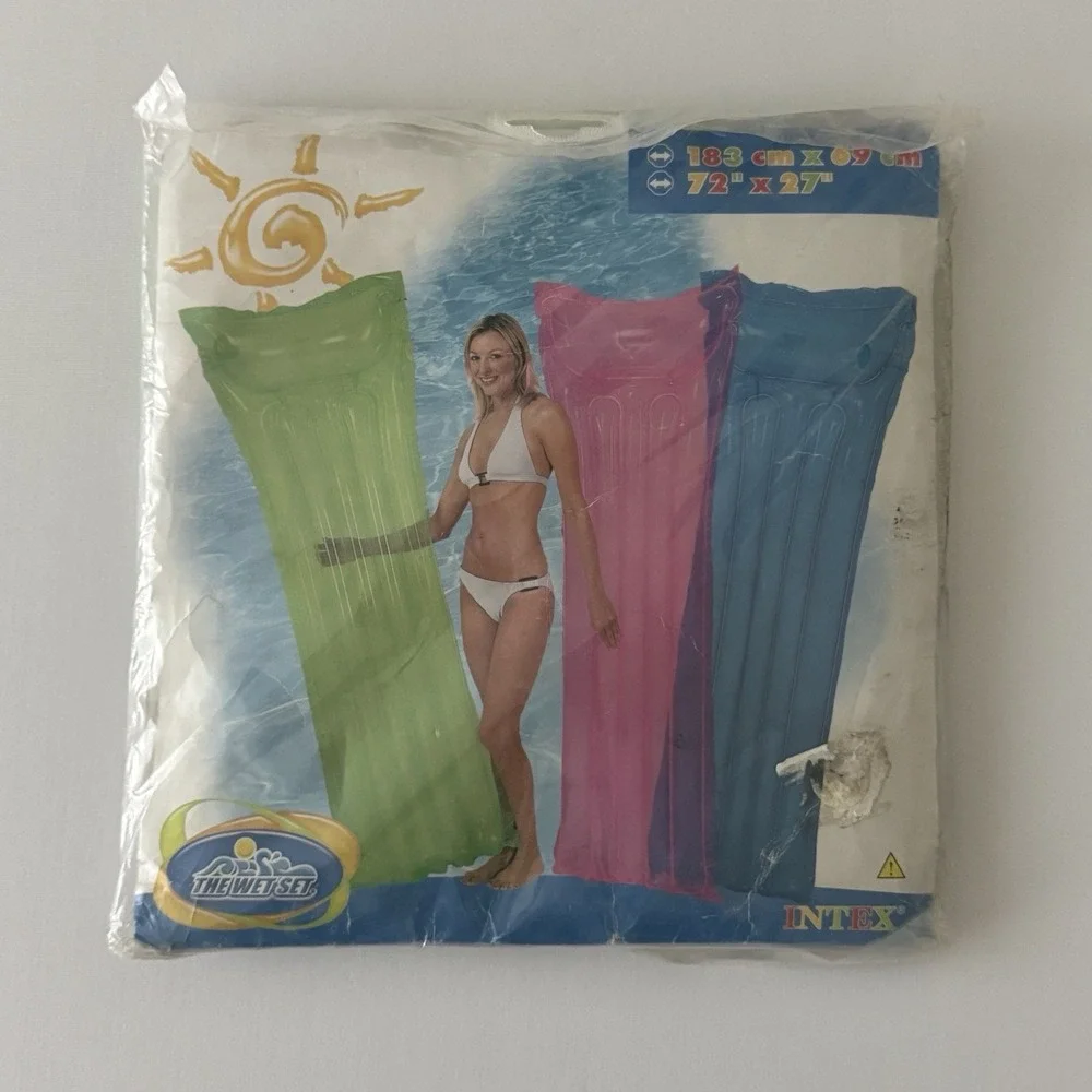 Vintage Intex Wet Set Inflatable Pool Float Air Mattress 72x27 Y2K 2000s‎ Green