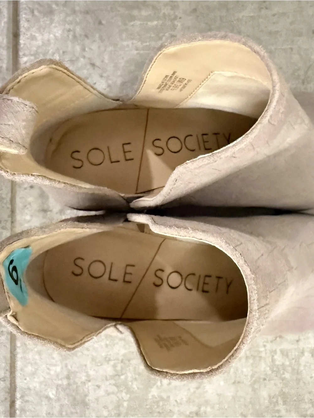 Sole Society Taupe Croc-Textured Pointed Ankle Booties