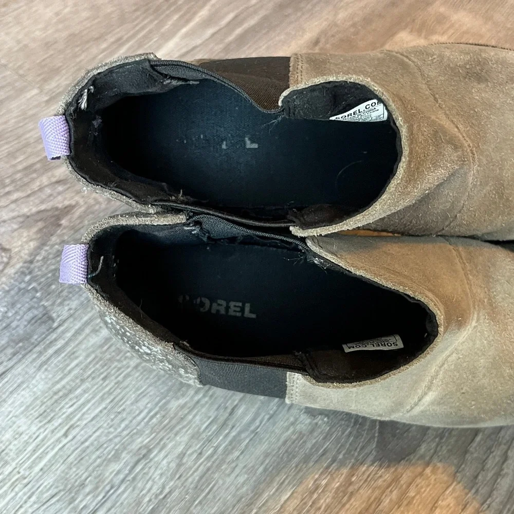 Sorel Joan of Arctic Wedge II Chelsea Boots Gray Suede Womens 5 Youth‎ 4 UK 3