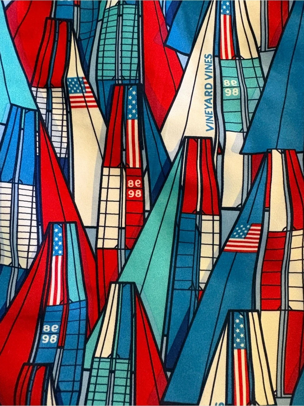 Vineyard Vines Sailboat USA Print Swim Trunks L