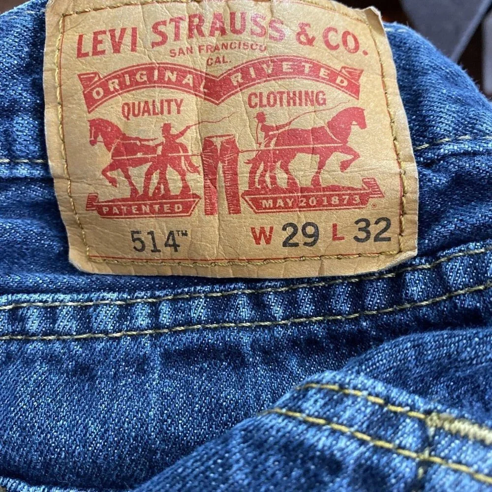 Levi's 514 Slim Straight Men 29x30.5 Blue Denim Distressed Fade Streetwear  Work