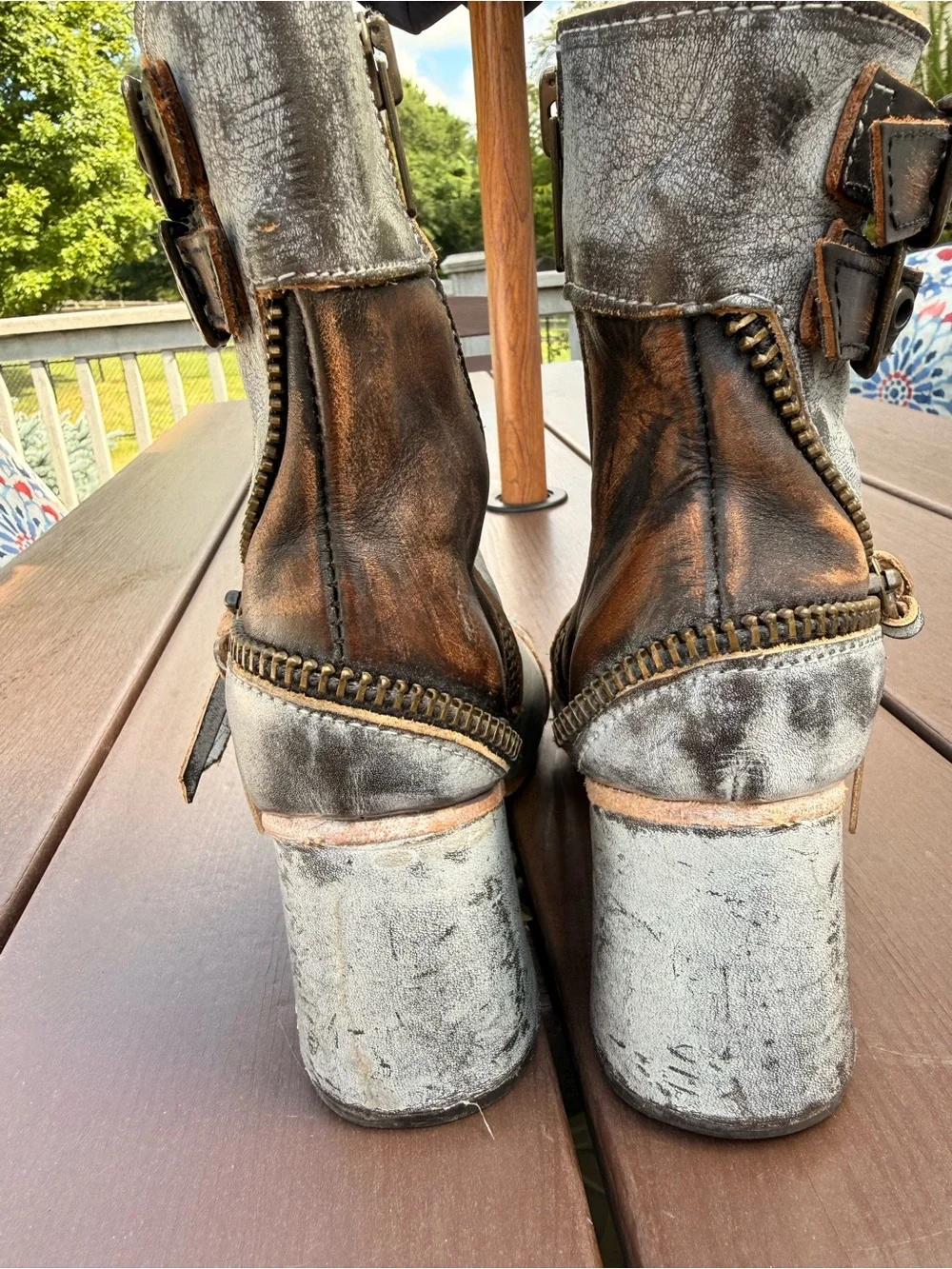 Freebird by Steven Silver Metallic Leather Ankle Booties “Zombie”