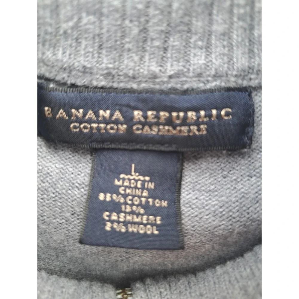 Banana Republic Men's Grey Long Sleeve Full Zipper Cardigan Sweater Large