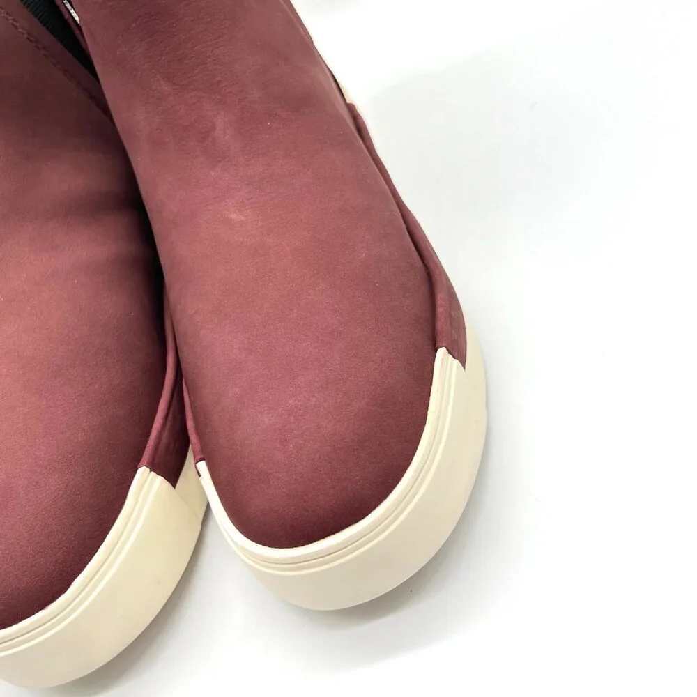 Jslides Womens Size 6 Val Burgundy‎ Red Nubuck Leather Ankle Boots Booties Shoes