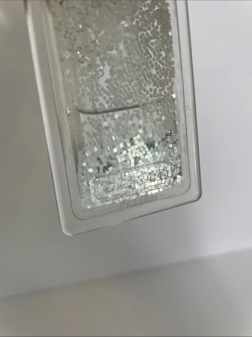 Coach Liquid Glitter Acrylic Hang Tag Clear | Silver