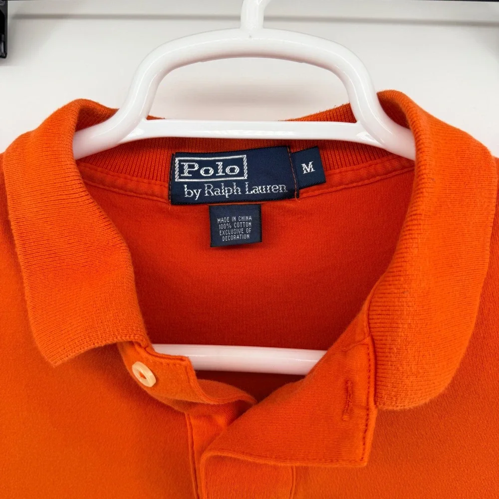 Polo Ralph Lauren Classic Fit Short Sleeve Polo Shirt Orange Green Pony Mens‎ M