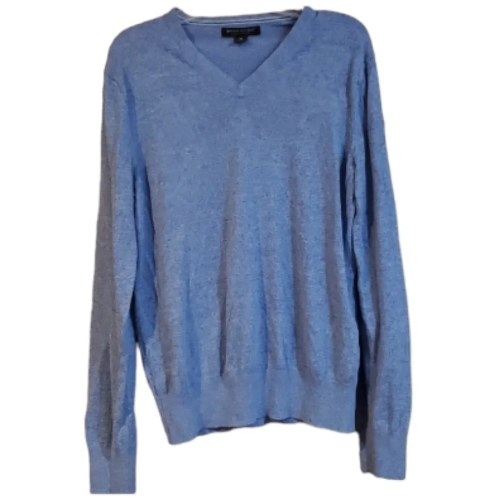 Banana Republic Unisex‎ Blue Cashmere Silk Blend Lightweight V neck Sweater Size