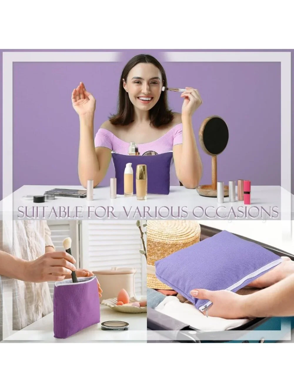 10 Pcs Canvas Makeup Bags Set - Blank DIY Toiletry & Pencil Pouches, Great Gift!