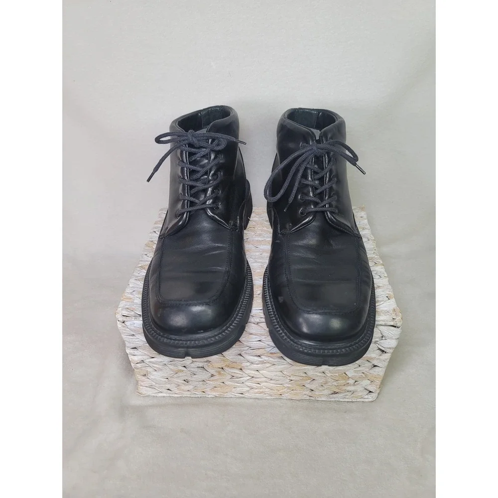 Bacco Bucci  Black Leather Square Toe Chukka Boots Heritage Made in Italy Men 11