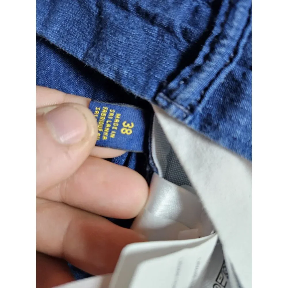 Polo Ralph‎ Lauren Mens Shorts Seersucker Stretch Classic Fit Sz 38 Navy Blue