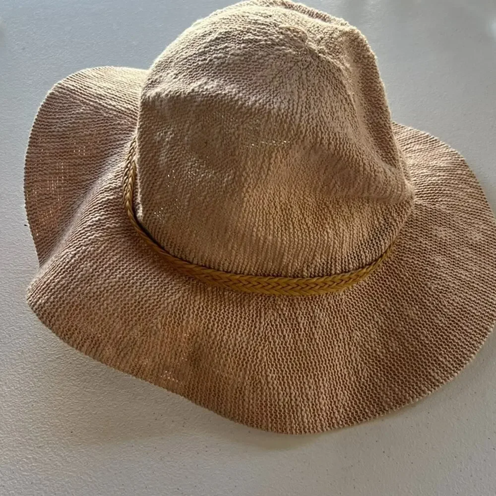 Macchia di Ruggine Sun Hat Tan Pink Large Panama Braid Band Adjustable