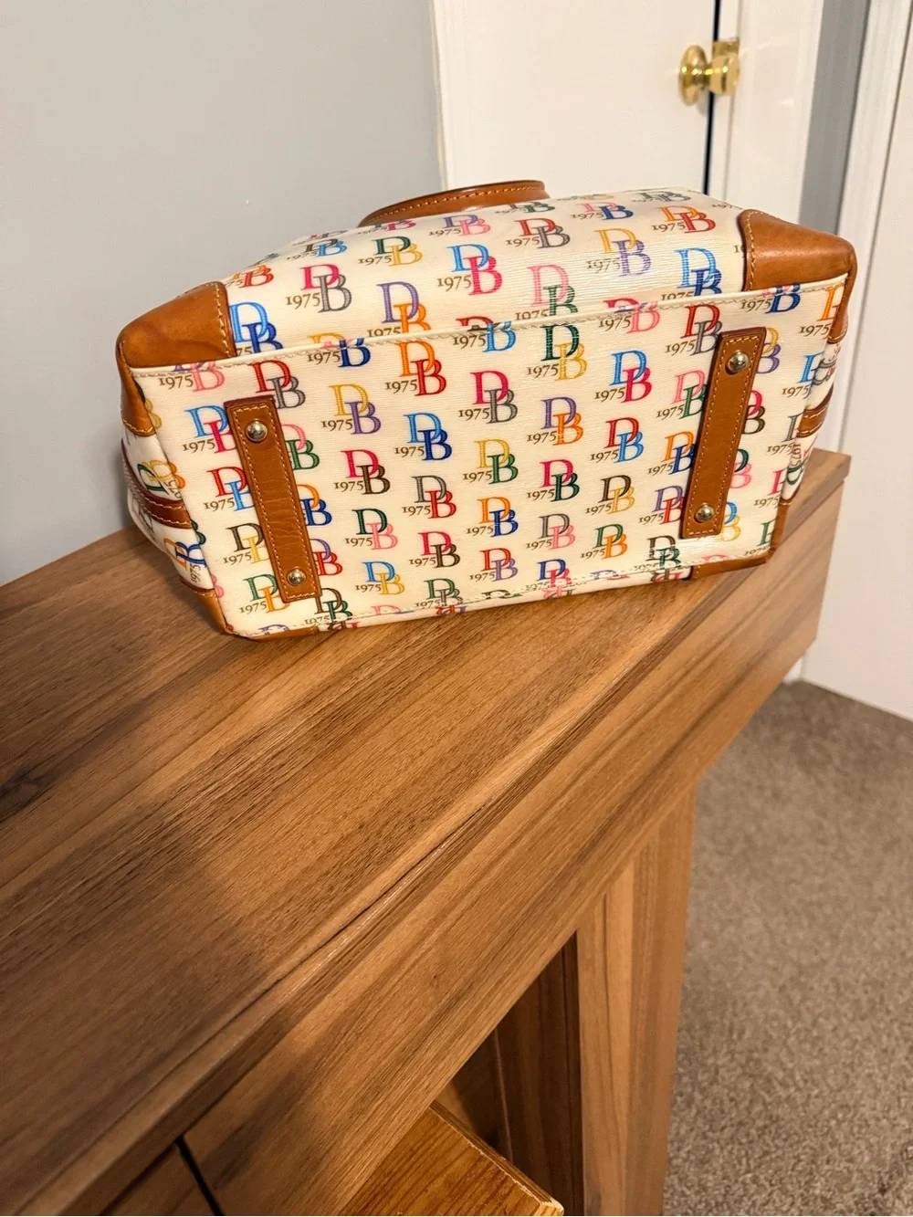 Dooney & Bourke colorful 1975 DB monogram satchel handbag