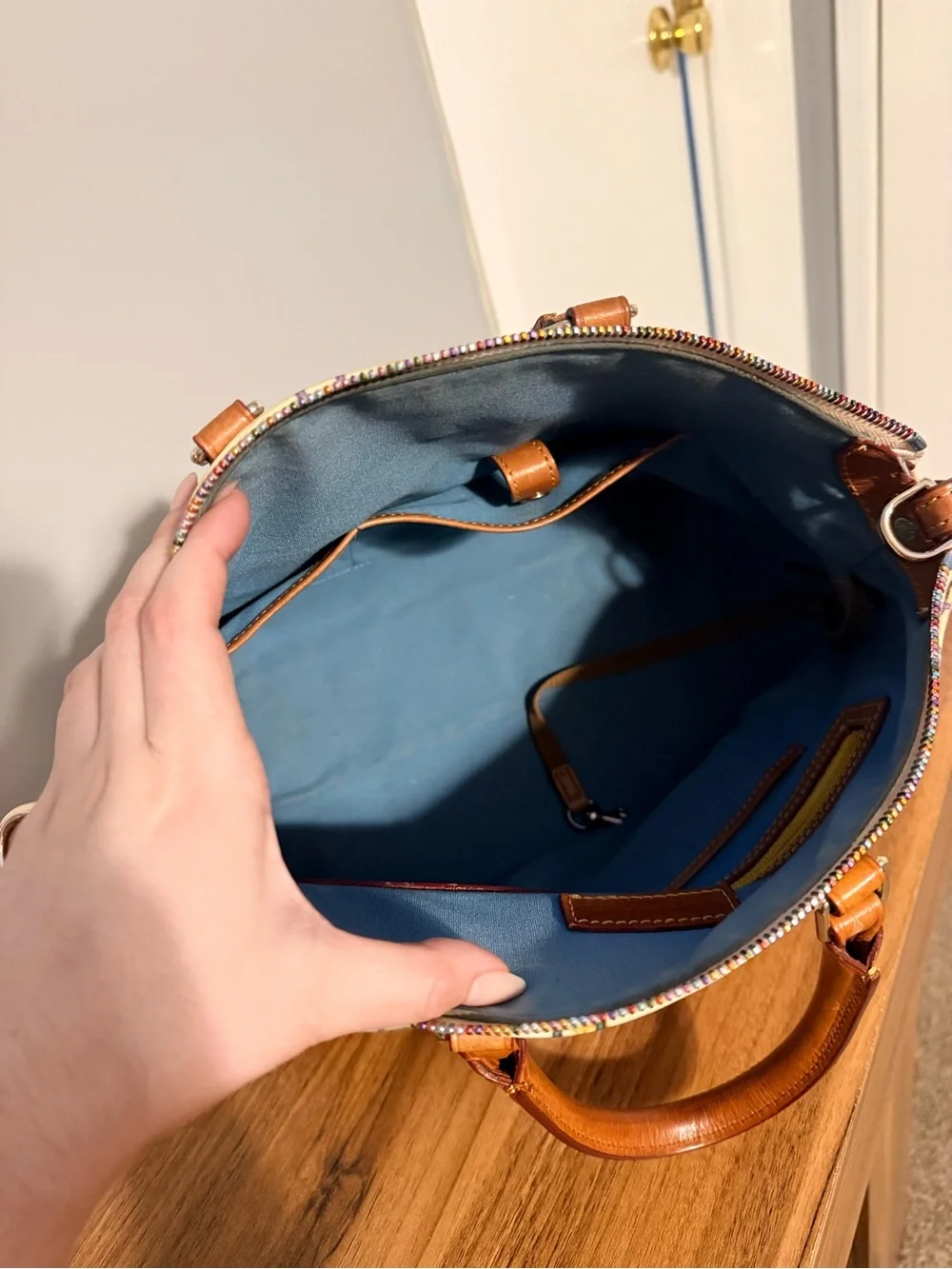 Dooney & Bourke colorful 1975 DB monogram satchel handbag