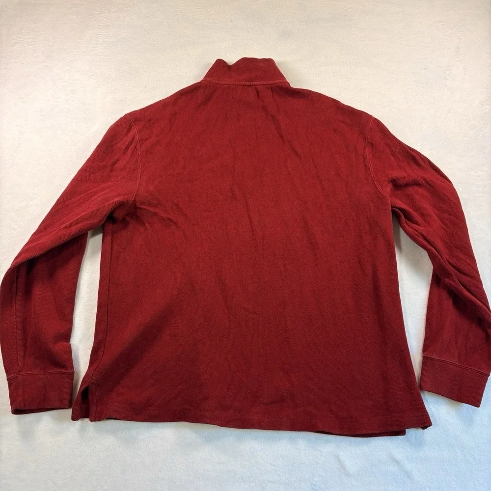 Polo Ralph Lauren Vtg Men's 1/4 Zip Pullover Sweater Red Size Large Blue Pony
