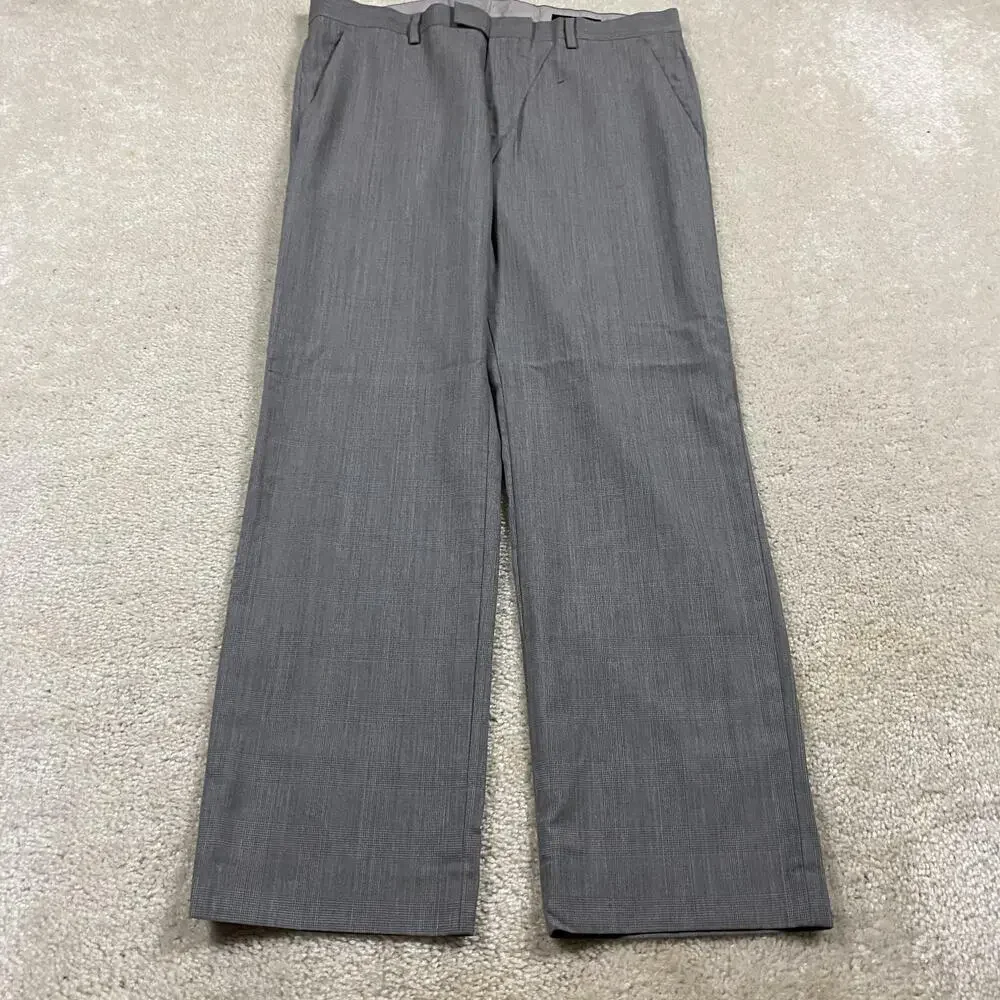 Banana Republic Pants Mens 33x30 Gray Wool Glen Plaid Tailored Slim Trousers