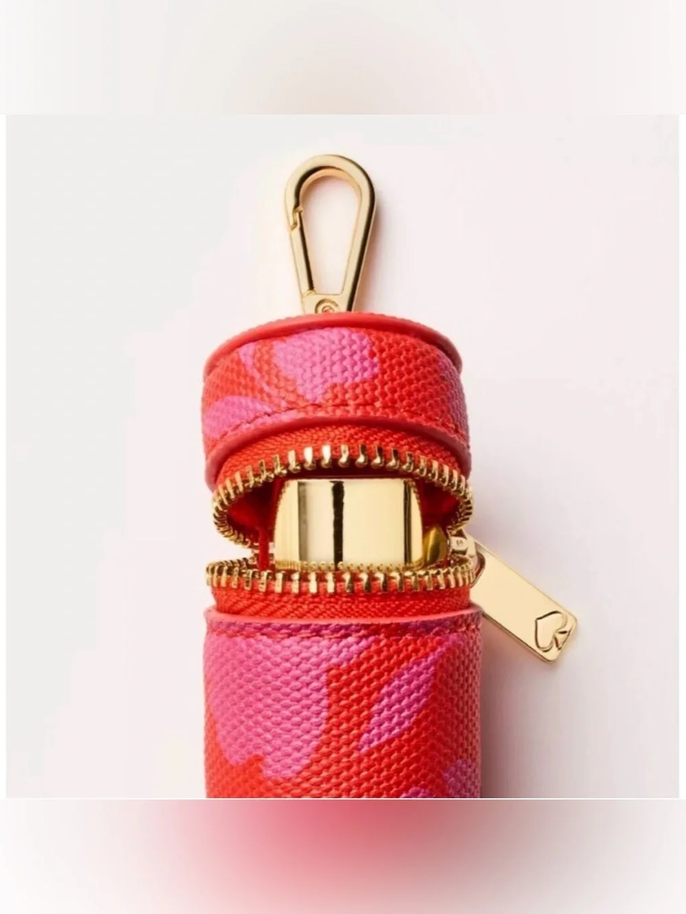 New Kate spade x Target Classic rose lipstick zip case gold bag charm keychain