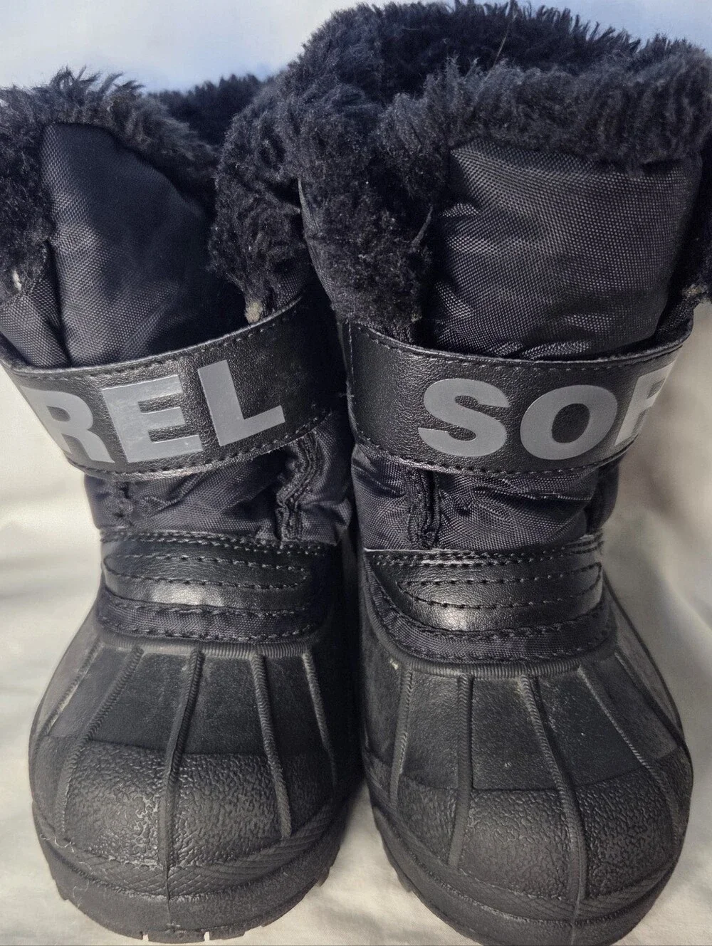 SOREL Kids Waterproof Winter Commander Snow Boots Black/Charcoal Sz 9 Insulated