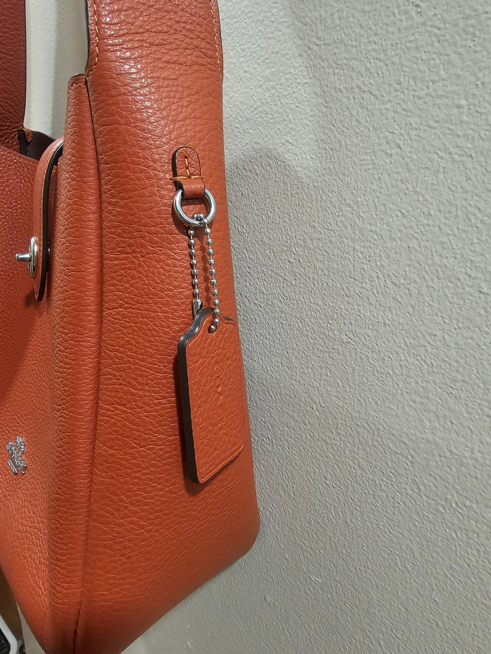 Coach Pebbled Leather Shoulder Bag in Orange