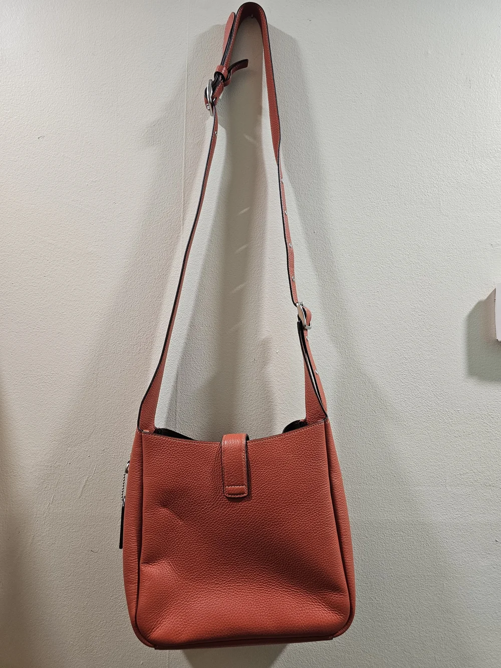 Coach Pebbled Leather Shoulder Bag in Orange