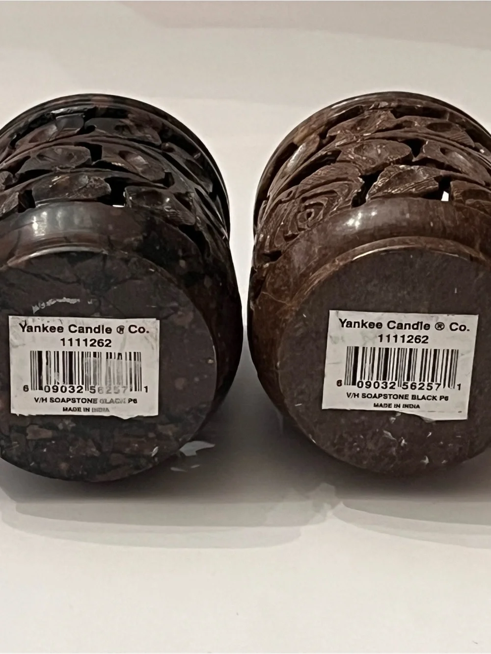 Yankee Candle Votive Candle Holders Carved Soapstone Set of 2