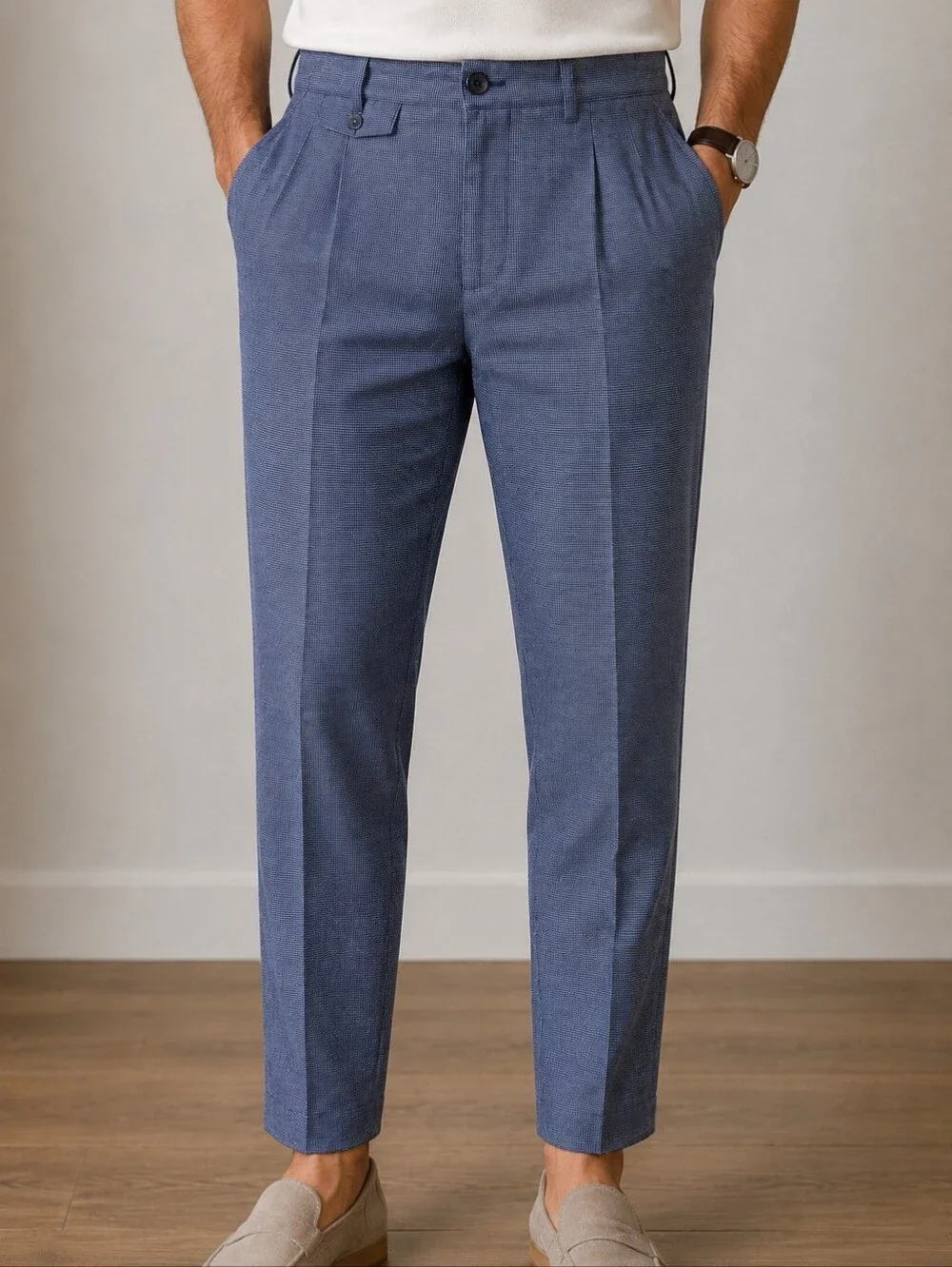 NWT Banana Republic Relaxed Tapered Fit Pants Men's 33x32 Blue  Cotton Ankle