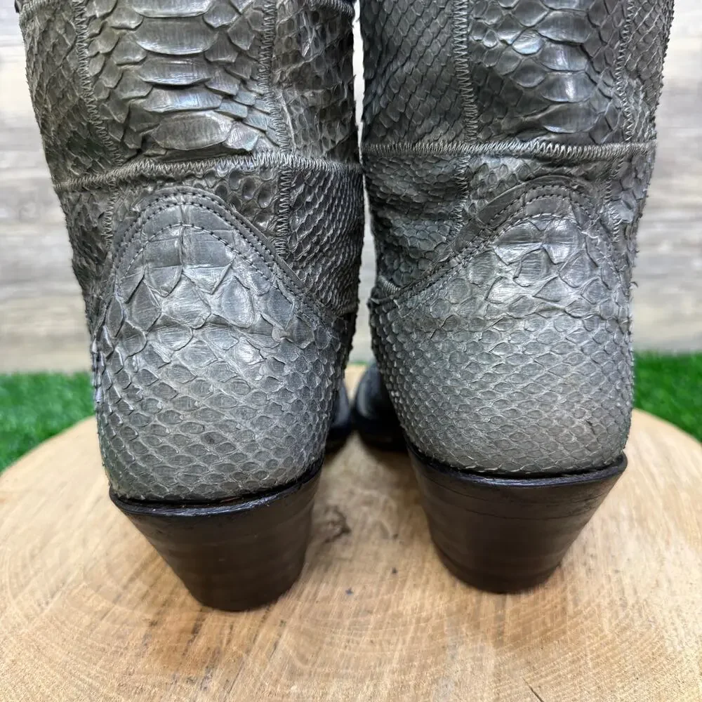 Nocona Men/Women - Size 6/7 - Vintage Gray Snakeskin Cowboy Boots E7599