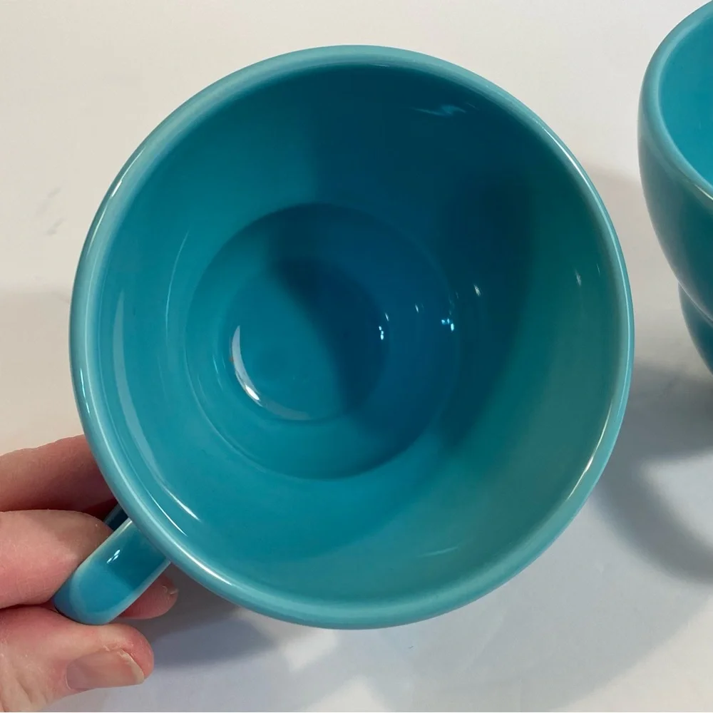 Crate & Barrel Camilla Engdahl Coffee Tea Cups Mugs in Turquoise Blue Set of 2