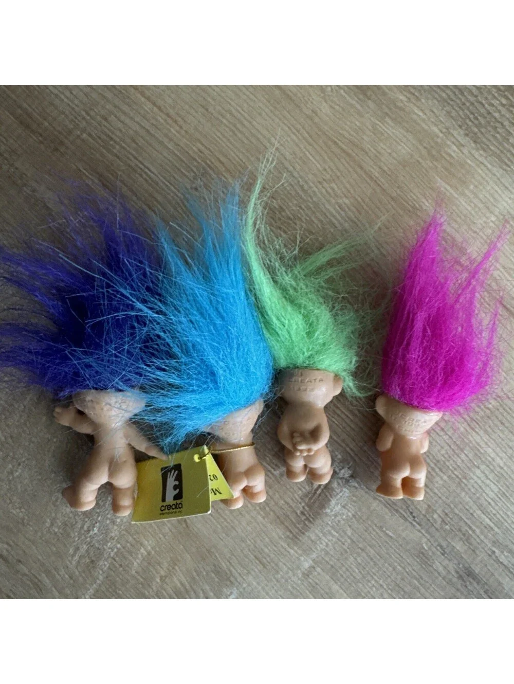 Vintage 1992 Creata Baby Troll Dolls Lot of 4 Mini Trolls 1 Original Tag