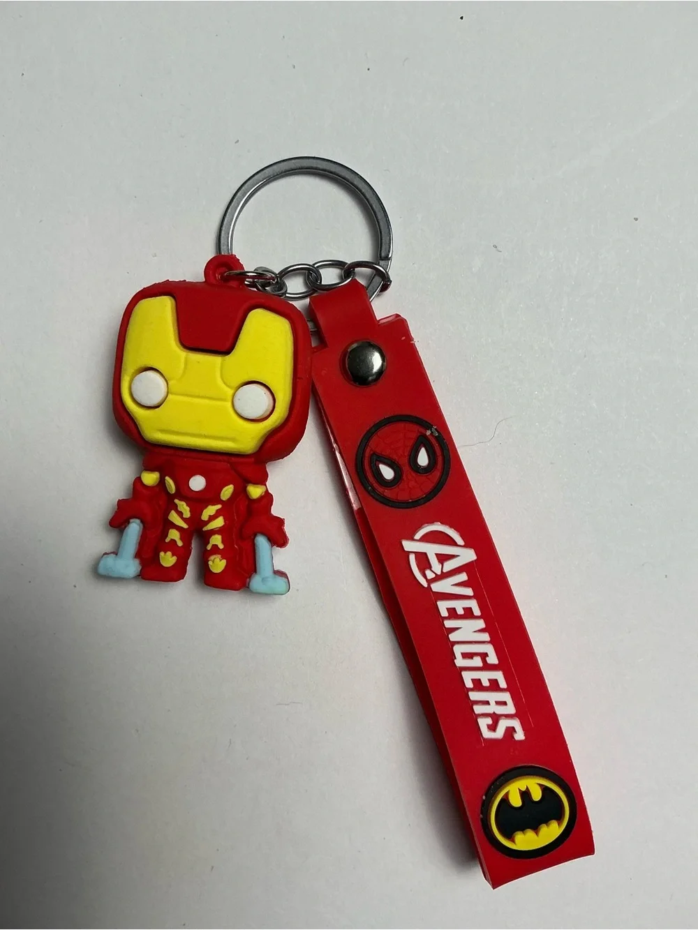 Iron Man Figure Keychain with Red Avengers Wrist Strap
