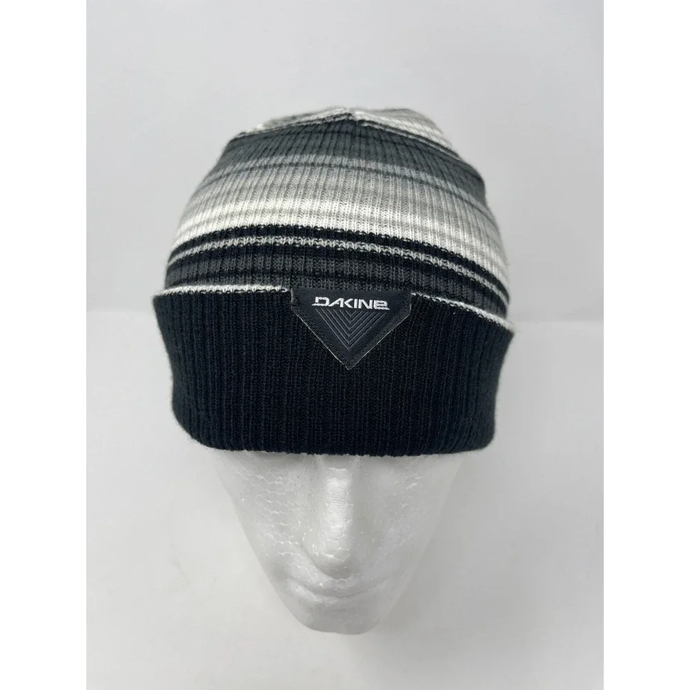 DAKINE Mens Grey‎ Black Striped Acrylic Beanie One Size
