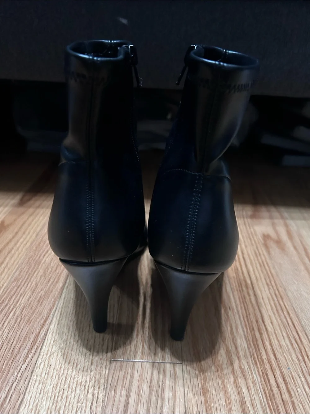 Black Open-Toe Ankle Booties with Side Zip