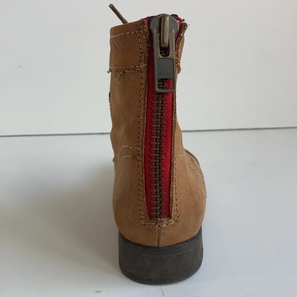 Steve Madden Tuundra lace up back zip camel ankle boot granny paddock boot