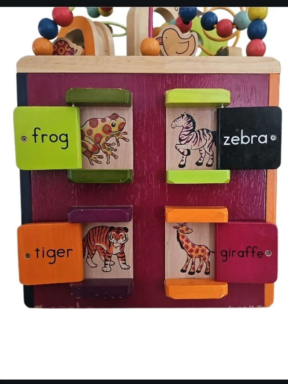 B. Toys by Battat Wooden Activity Cube Alphabet Bead Maze Montessori Toddler Toy