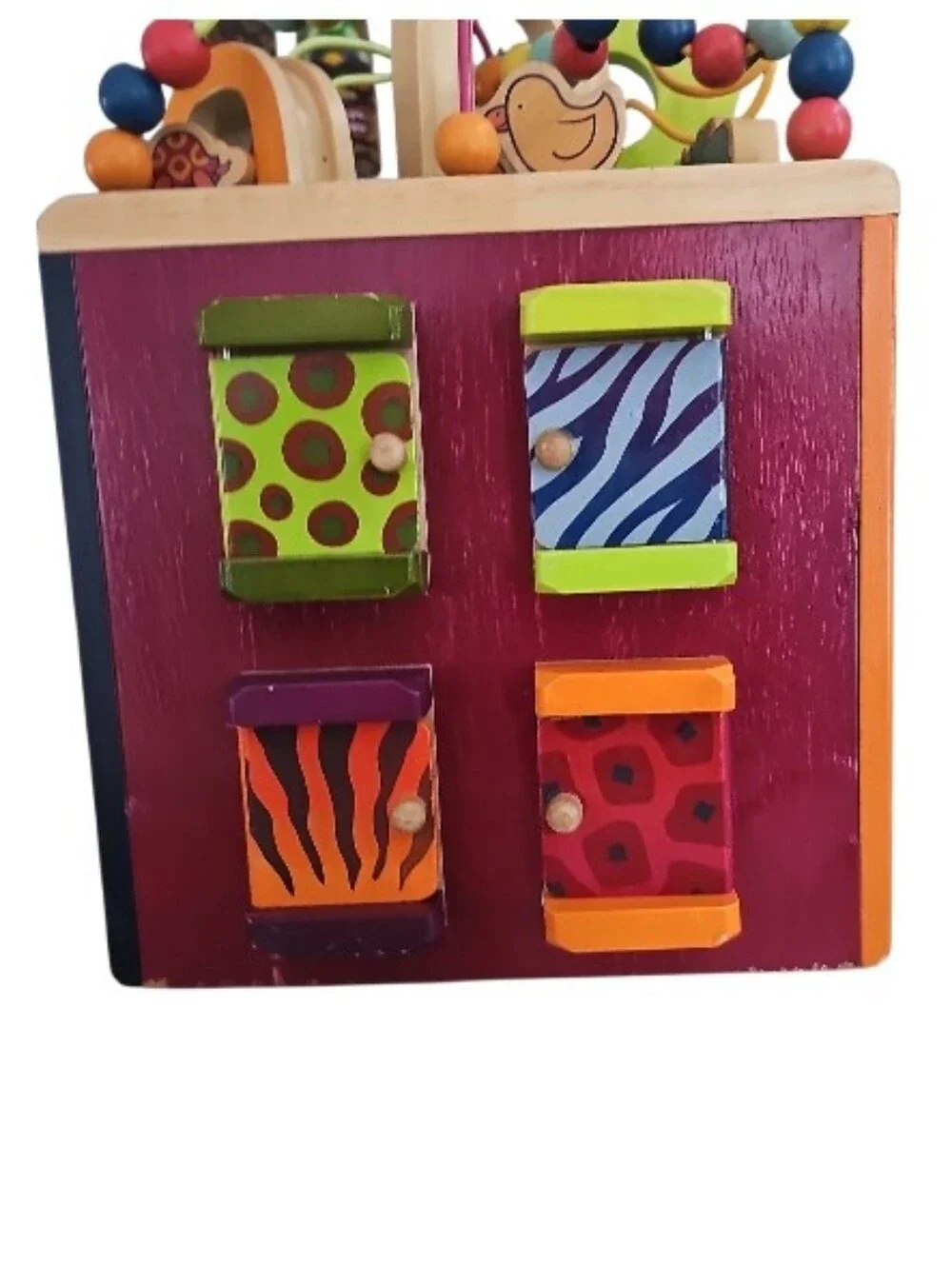 B. Toys by Battat Wooden Activity Cube Alphabet Bead Maze Montessori Toddler Toy