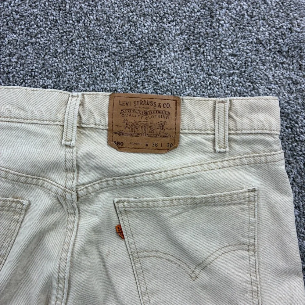 Vintage Levi's 550 Jeans Mens 36x30 Beige Cotton Relaxed Orange Tab USA Made