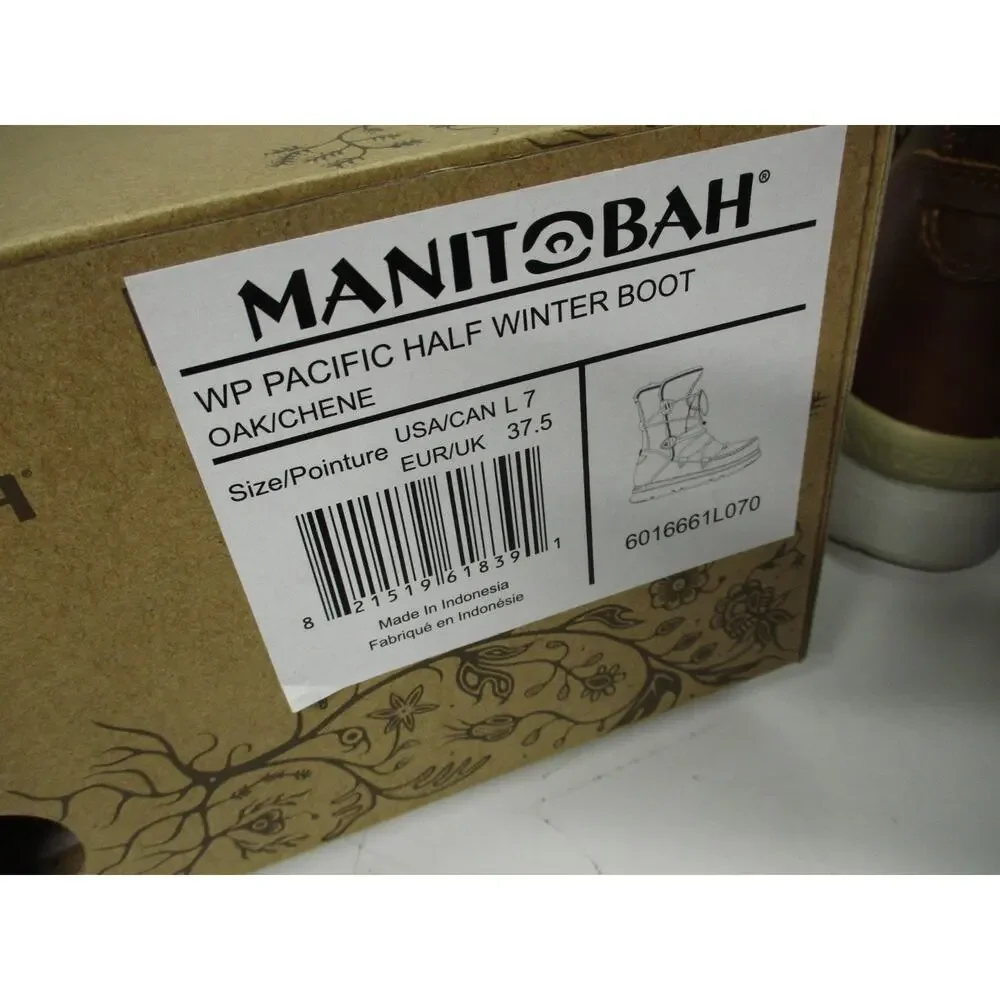 Manitobah Footwear Pacific Half Winter Boots Oak Brown Womens Sz 7
