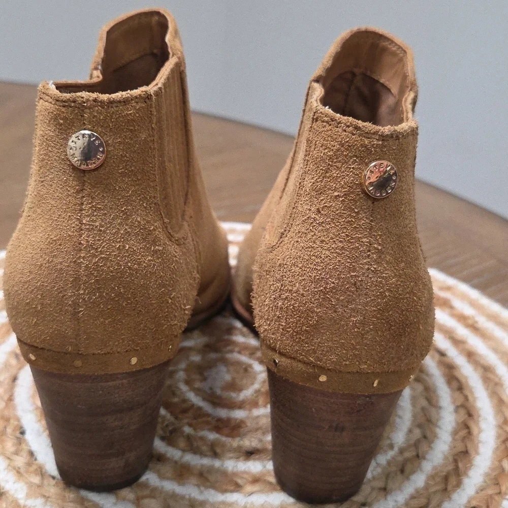 Steve Madden Tinker Leather Chunky Hell Boot In Camel, Size 9