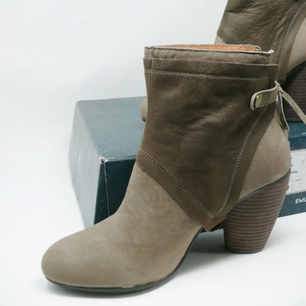 Emu Australia Ankle Boots Womens 9.5 Suede & Leather Tan Two Tone Brown New NIB