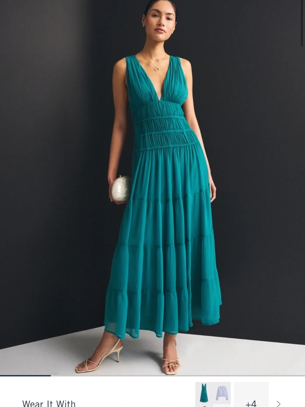 Abercrombie Bra-Free Ruched Flowy Maxi Dress