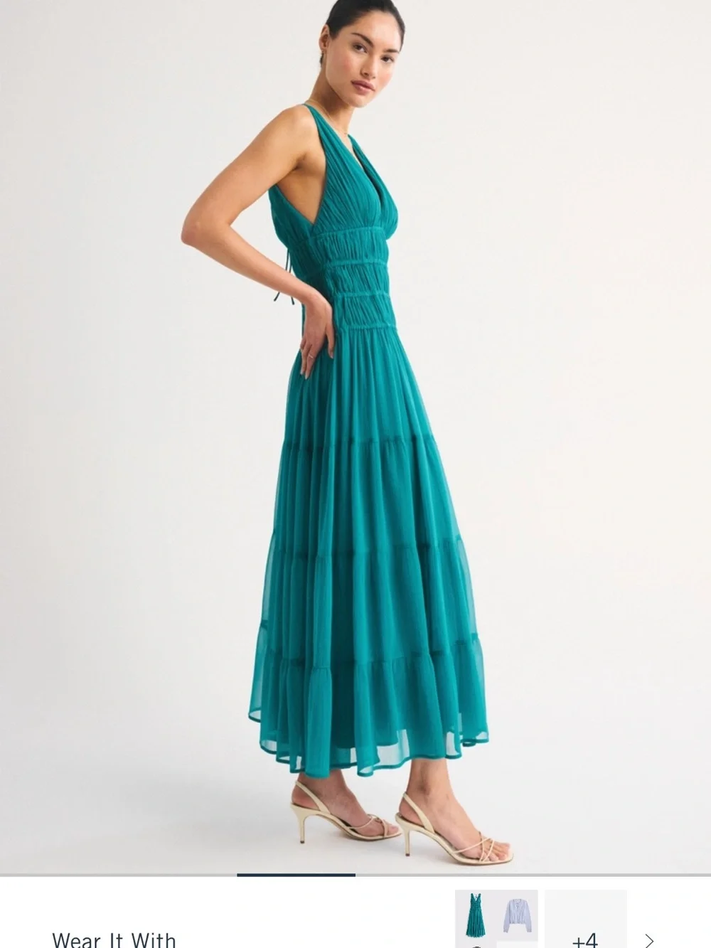 Abercrombie Bra-Free Ruched Flowy Maxi Dress