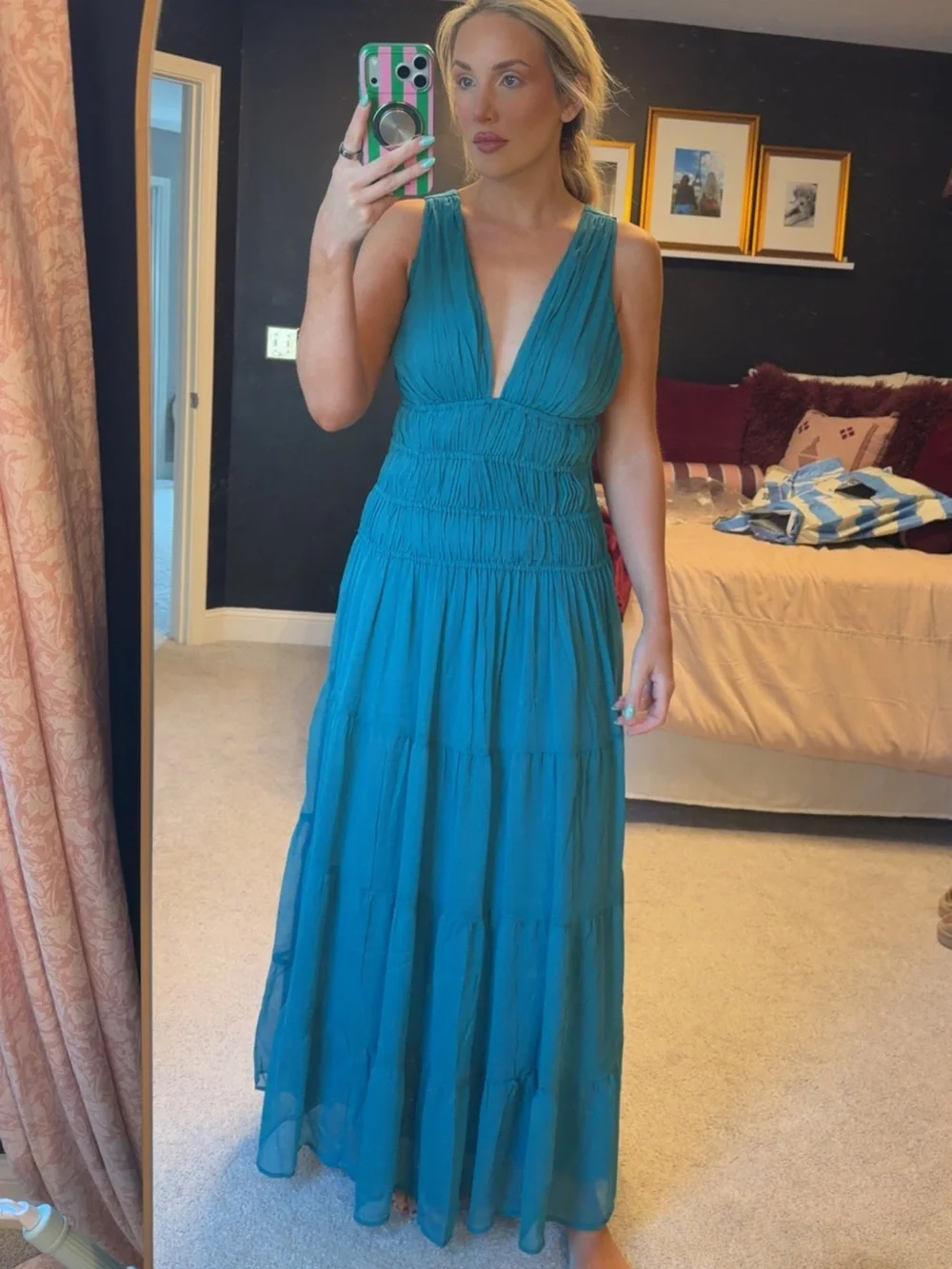 Abercrombie Bra-Free Ruched Flowy Maxi Dress