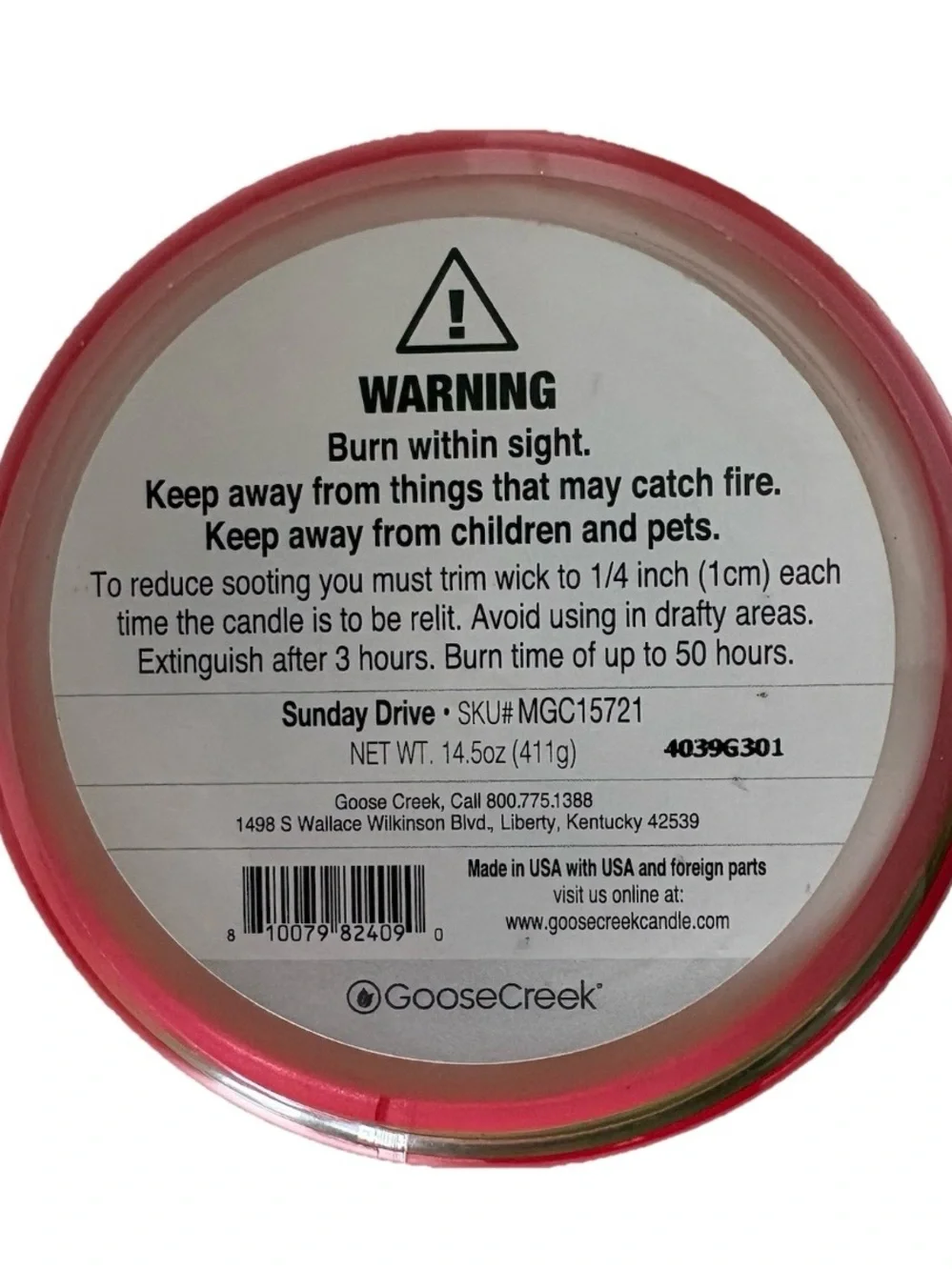 Goose Creek Sunday Drive  3 Wick  Candle 14.5 oz Jar Cactus Flower Raspberry New