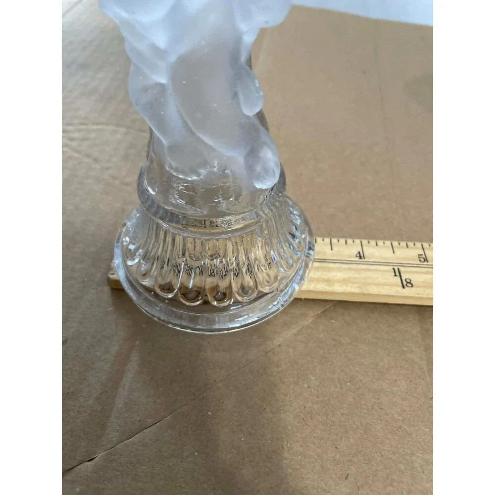 Cherub Candlestick Holders Set of 2 Clear Frosted Glass Angel‎ Decor