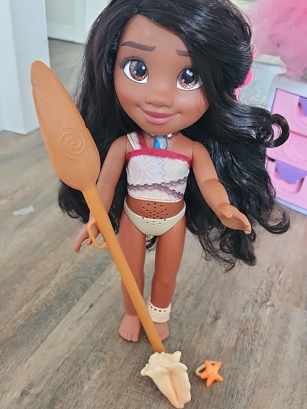 Moana(talking) -Inspired Brown Doll with Dark Brown Hair and Accessories