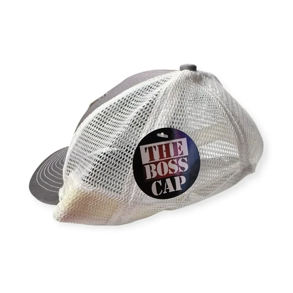 The Boss Snapback‎ Hat Adjustable Mesh Back Hat Gray/White BNWT
