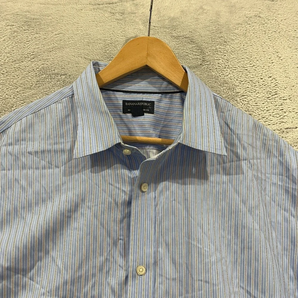 Banana Republic Shirt Men 2XL 18-18.5 Academia Career Button Up Classic Non iron