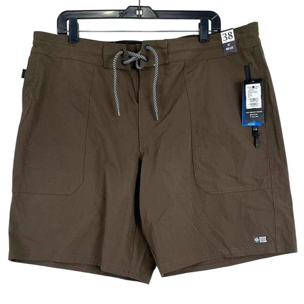 Salty Crew Leeward Utility‎ Shorts Boardshort Mens 38 Brown Tech Hybrid Surf